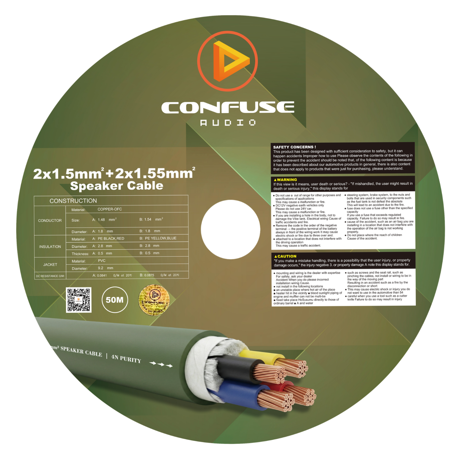 2x 1.5mm² + 2x 1.55mm² / Speaker Cable